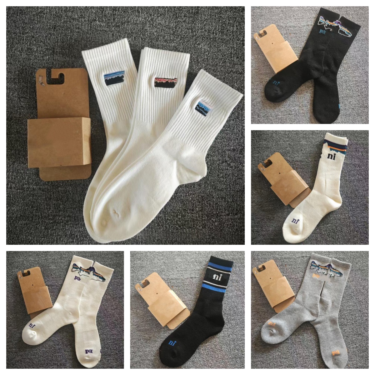 Men's Designer Mountain Embroidery Socks Casual Hiking Camping Cotton Socks Breathable Knitted Sports Outdoor Socks