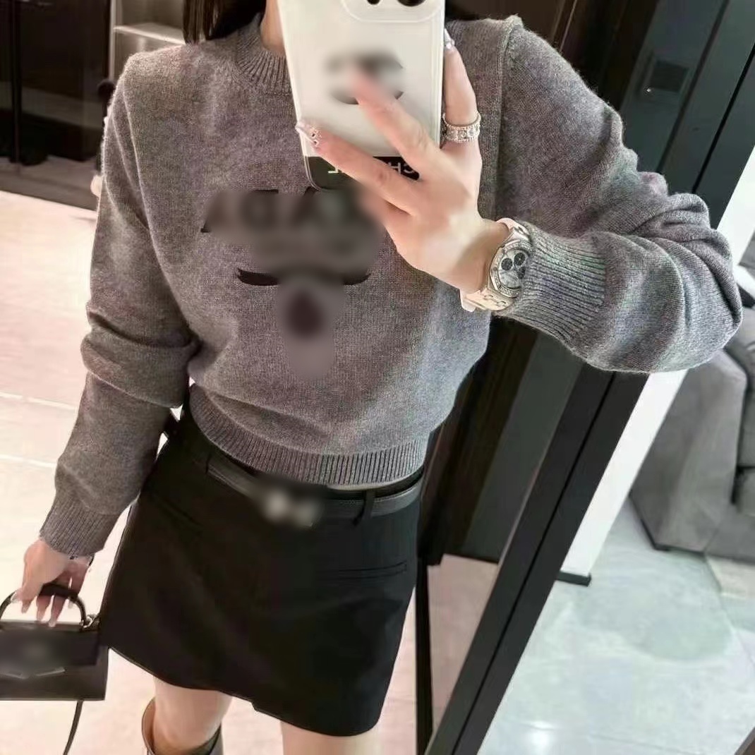New style womens autumn and winter designer letter-sleeved long knitted sweater luxurious and comfortable long-sleeved Round neck fashionable and ca
