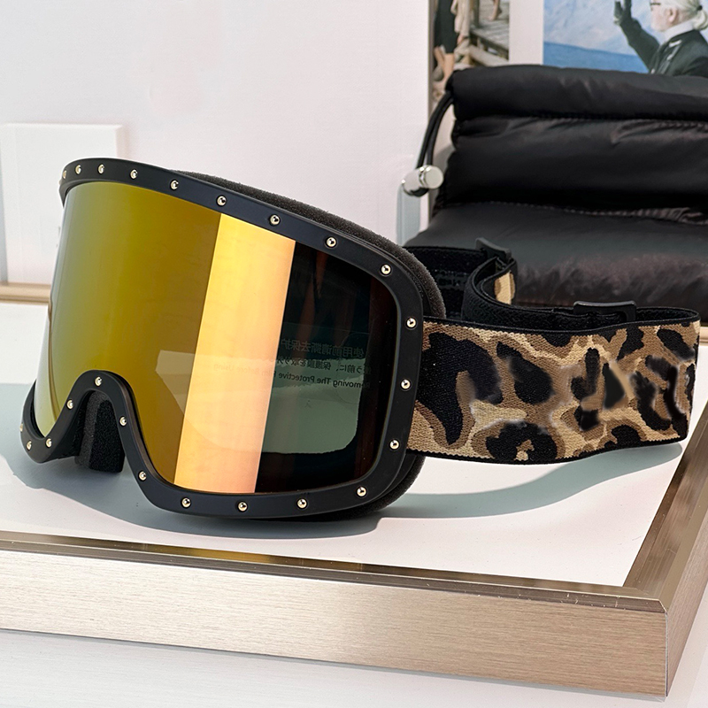 Designer luxury snowboard and double board ski goggles Womens Mens Fashion Rivet Ski Goggles Winter outdoor sports skiing windproof and fog proof UV
