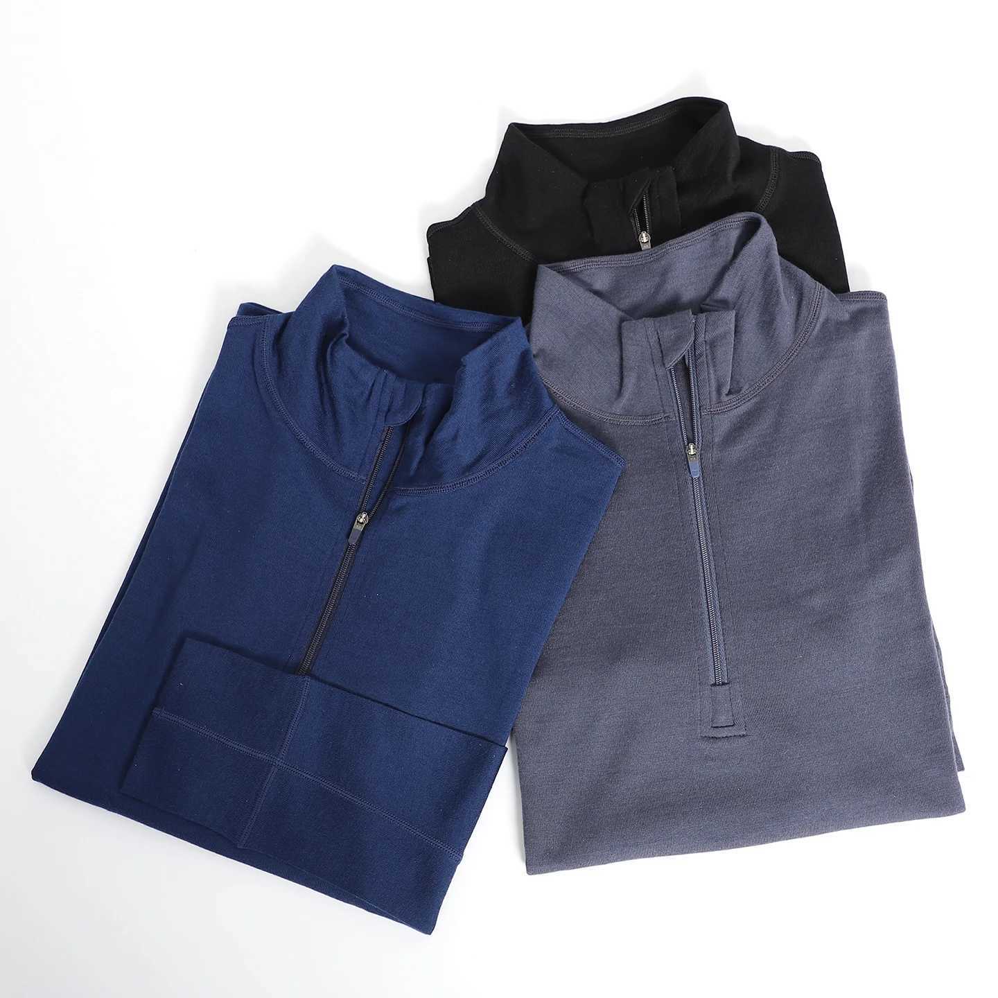 Women 100% Merino Wool Base Layer Top Long Sleeve Shirts 230G Midweight Merino Wool Half-Zip Crew Neck Sweatshirt for Ski Hiking R260921