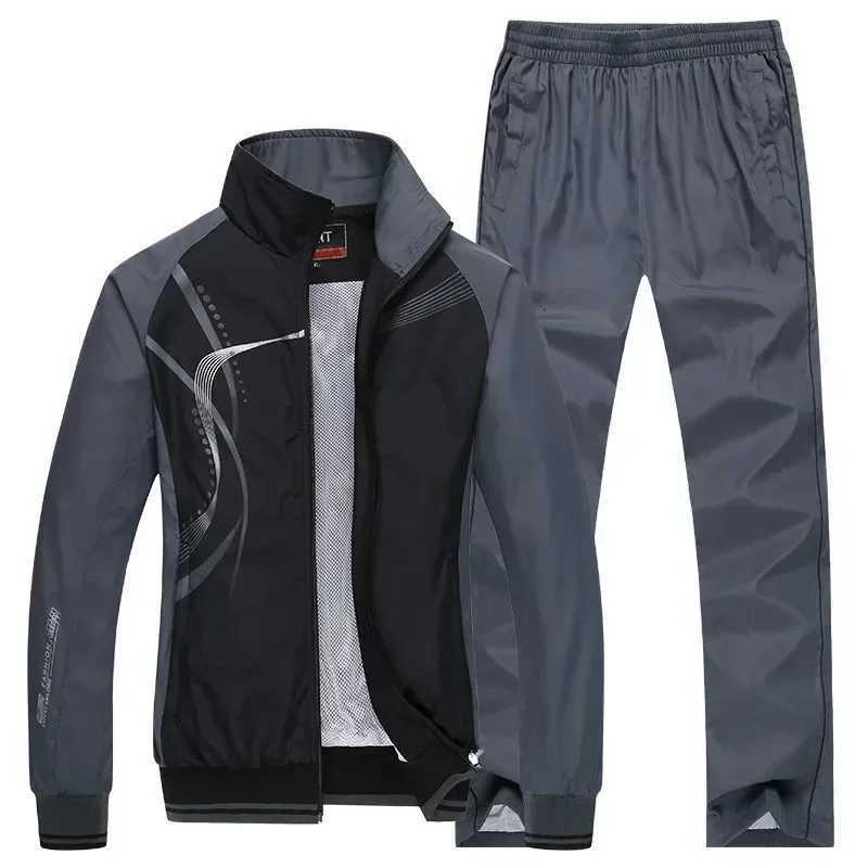 Tracksuits Men Sportswear Men's New Spring Autumn Tracksuit 2 Piece Sets Sports Suit Jacket+Pant Sweatsuit Male Fashion Print Clothing Size L-5