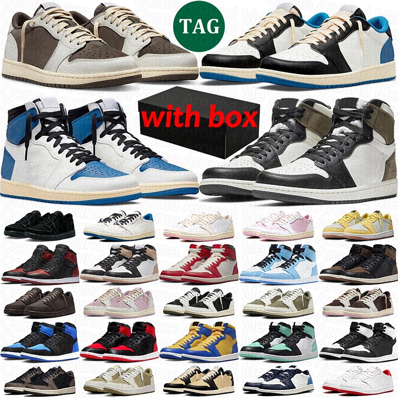 With Box 1s Basketball Shoes Free Shipping Men Women 1 lows Olive Mocha Bred Toe Mystic Green Wolf Grey Designer High Basketballs Sneakers Universit