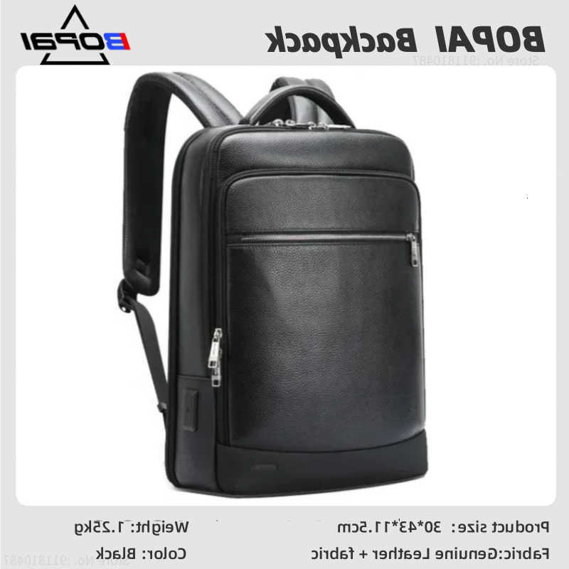 Natural Backpack Style Cowskin BOPAI 100% Genuine Leather Men's Backpack Fashion Tourist Large Capacity School Bag Leather Laptop Backpack H260