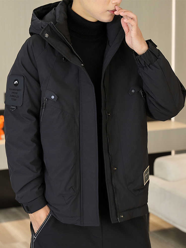 2024 Parkas Men's New Down Men's Winter New Fashion Leisure Pockets Hooded Overcoats Male White Duck Down Coats Men Workwear Down Jackets