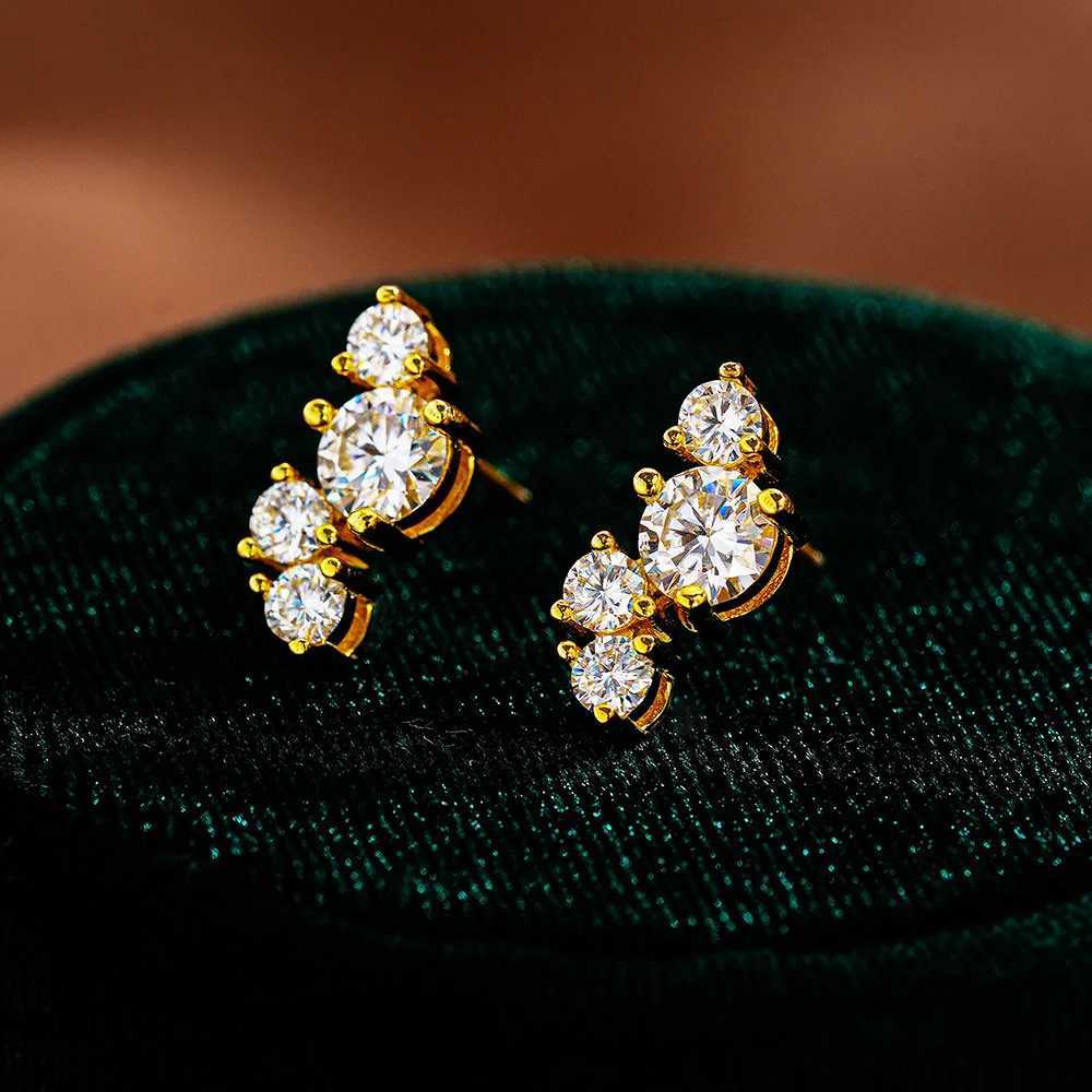 Stud Luxury 100% Real 18k Gold Women's Hip-Hop American 0.5CT Moissanite Diamond Geometric Stud Earrings X260921