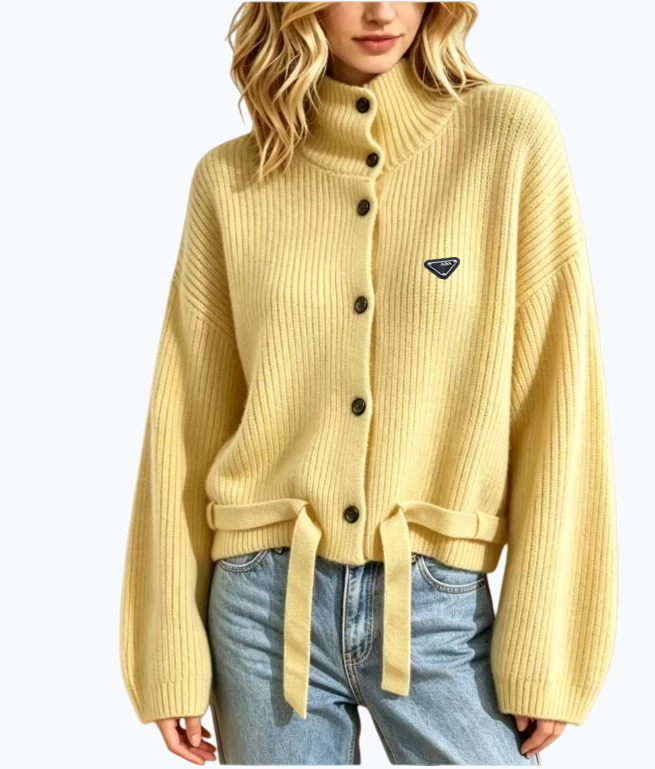 high-quality designer women High necked cardigan knitted sweater new autumn winter design oriented womens jacket Daily outings