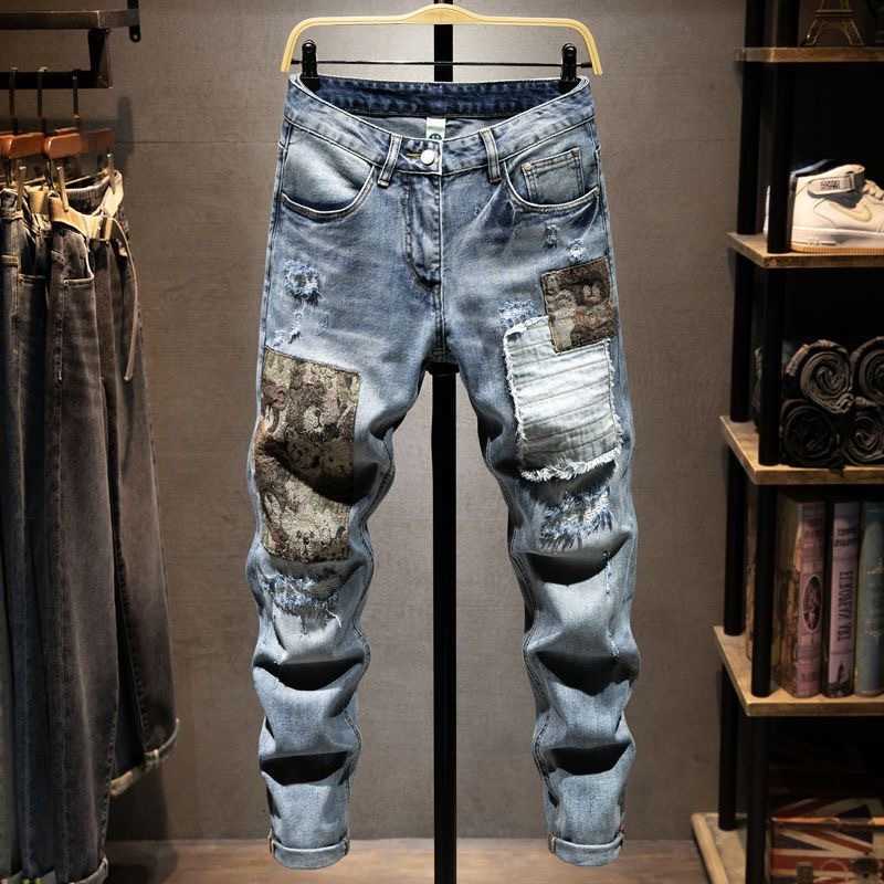 2023 Men's Jeans Spring and Autumn New Fashion Trend Ripped Elastic Slim Legs Men's Casual Comfortable Breathable High-Quality Jeans 28-36
