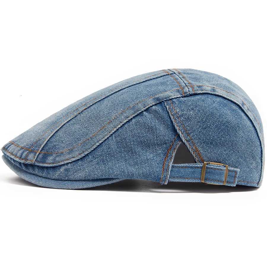 Women's Beret Fashion Denim Berets Vintage Newsboy Cap For Men Summer Solid Washed Flat Caps Casual Female Visor Hat Unisex Adjustable N260918