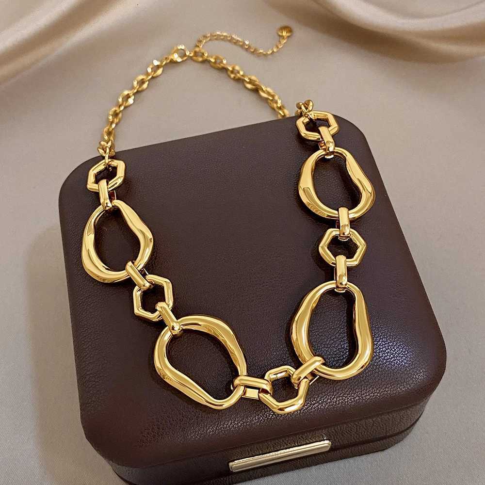Pendant Necklaces Irregular Geometric Circle Chain Necklaces for Women Fashion Gold Silver Color Stainless Steel Necklace Waterproof Jewelry X260921