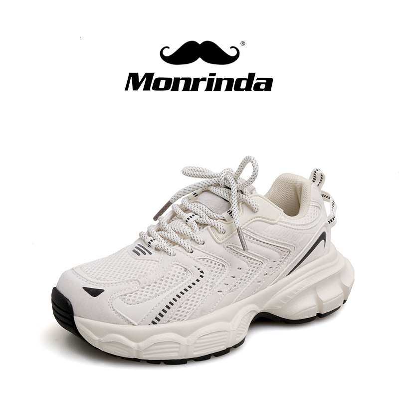 Meininda Women Chunky Sneakers Mesh Breathable Platform Dad Shoes Thick Sole Height Increasing Casual Sports Shoes Fashion Lace Up Walking Footwear