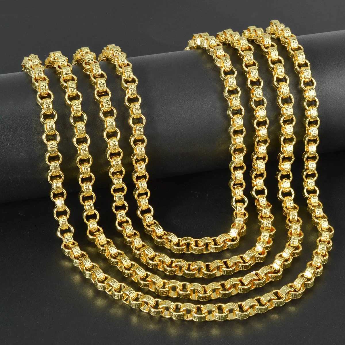 Pendant Necklaces Men 750 Italian Chain 18K Gold Plated Necklace Thick Square Link Choker Vintage Hip Hop Jewelry Gift For Unisex Party Daily Wear X