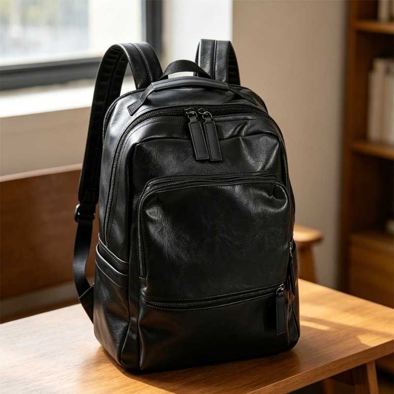 Backpack Backpack Fashion Style New Men Business 14 inch Laptop Bag Men Soft Leather Travel Backpacks Fashion Student Bookbag Daypack H260922
