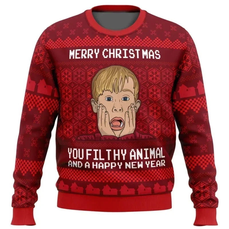 2026 Autumn and Winter Merry Christmas Home Alone Ugly Christmas Sweater Cartoon Anime Women Men Pullover Tops Hoodie Sweatshirt 260922