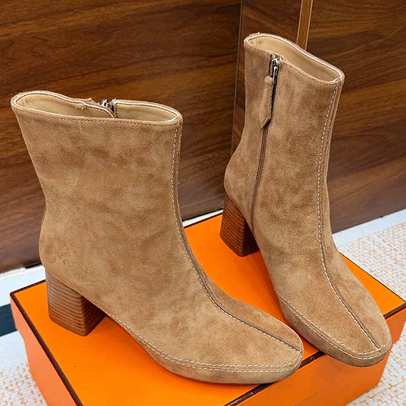 Moda Mujer Maureen 70 Bota De Tobillo Exquisitos Botines De Piel De Cabra De Gamuza Diseño De Costuras En Contraste Otoño Invierno Vacaciones Traje