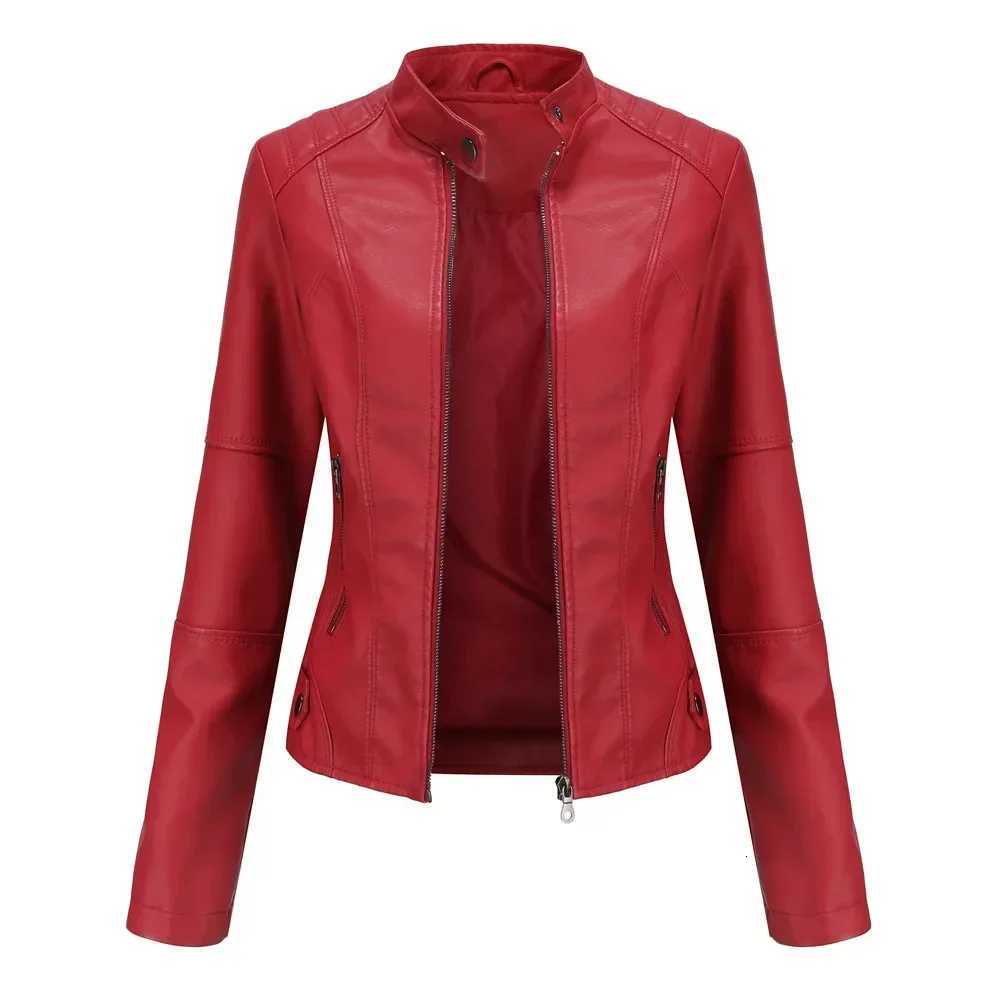Women's Jackets Faux Leather Jacket Women 2026 Moto Biker Zipper Jacket for Women Autumn Spring Coat Red Brown Black Coffee Blue Purple Apricot
