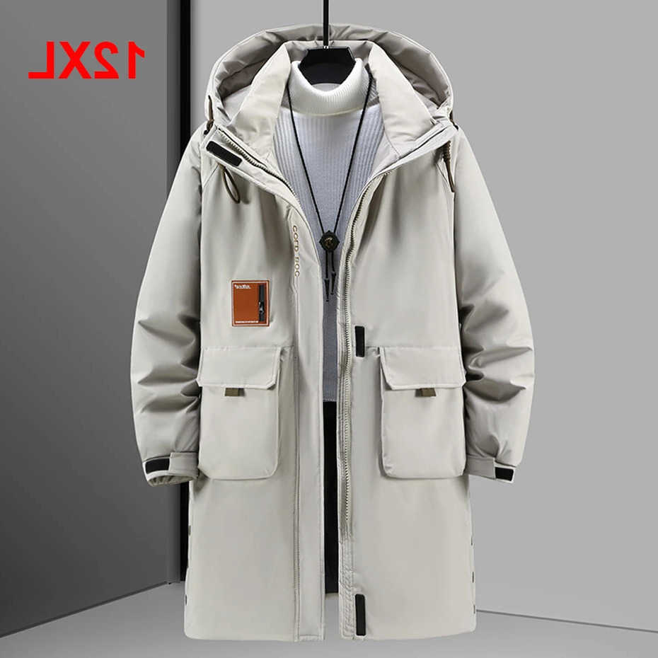 Down Parkas Winter Long Men's Parkas Men Thick Jackets Coat 12XL Plus Size Fashion Casual Waterproof Parkas Male Winter Black Coat Big Size 12X