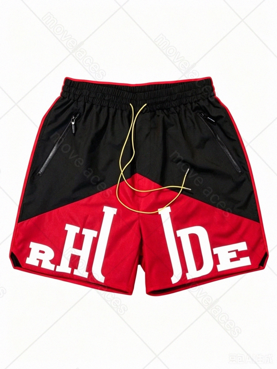 Rhushort designer mens shorts letter print loose fit sweats soft fabric basketball beach short fashion daily wear 92Q4#