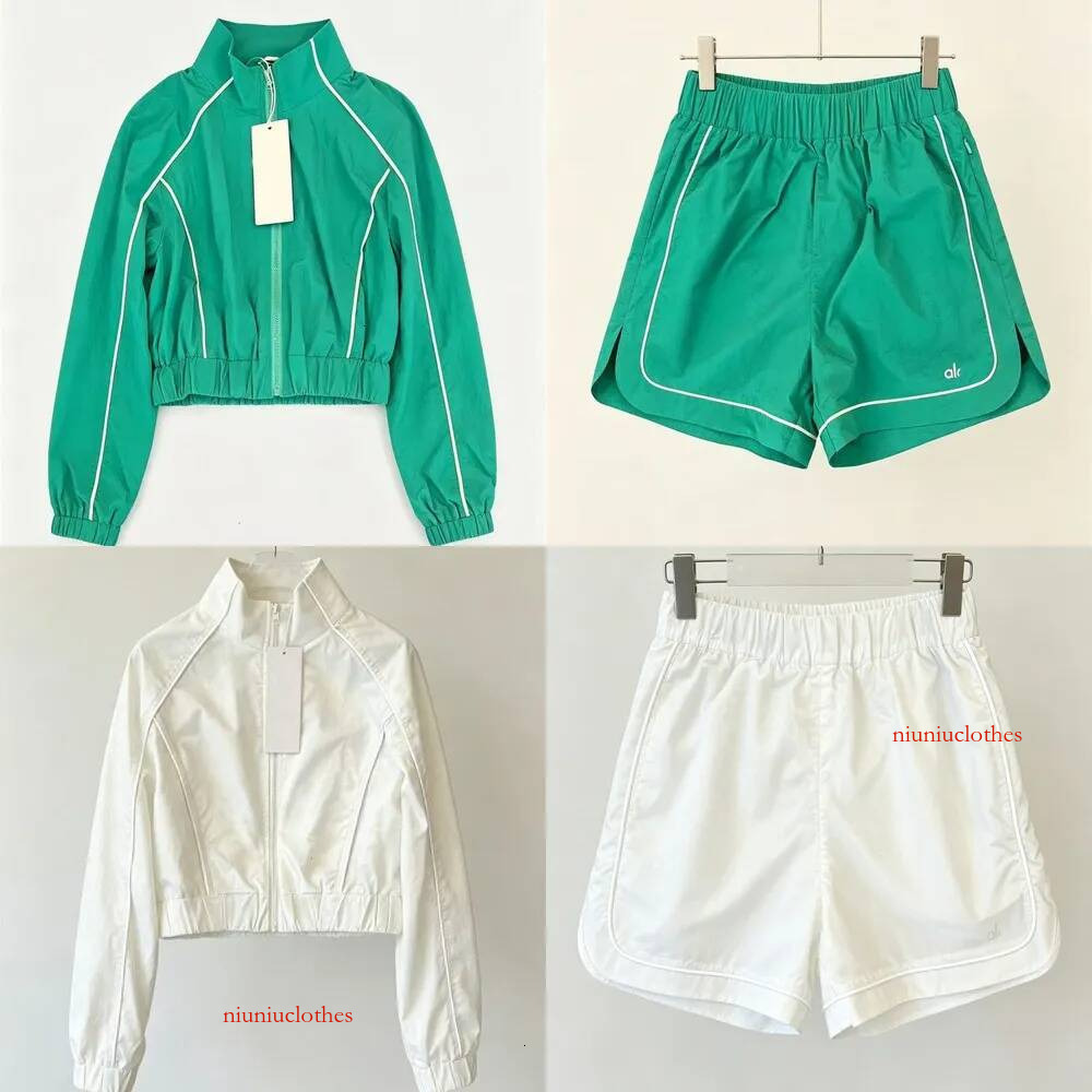 Designer Womens Yoga Outfit Set Ladies Sunscreen Running Fitness Jacket And Shorts Tracksuit Quick Dry Jacket Shorts Sets Windbreaker Sportswear