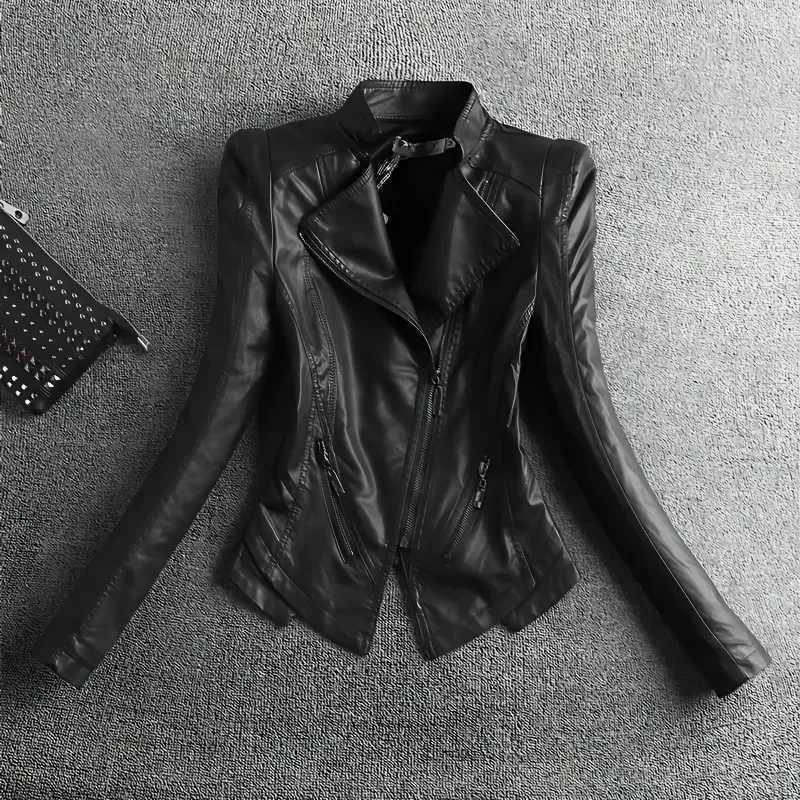 Women's Jackets Leather Women's 2025 Autumn Korean Short Slim Bomber Pu s Female Zipper Windbreaker For Women Streetwear C260921