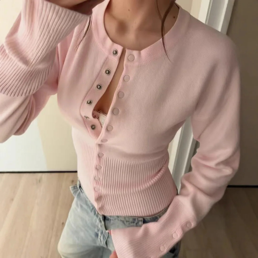 Women Base Layer French Classic Elegant Sweater Womens Crew Neck Knit Cardigan Autumn Winter Casual Outerwear Top 260921
