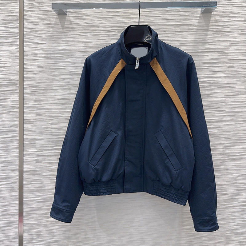 Designer Oversize Vestes Femmes Col Roulé Fermeture À Glissière Contraste Couleur Unisexe Vêtements D'extérieur Automne Coupe-Vent Rue Moto Bombe