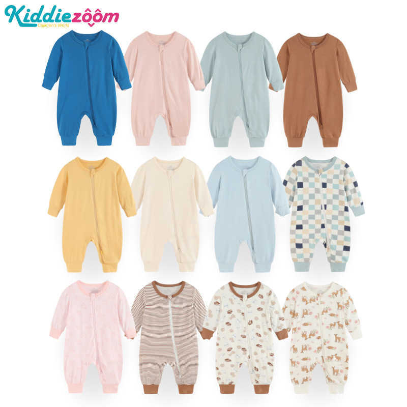 Newborn Spring and Autumn Bamboo Fiber Long Crawling DoubleHeaded Zipper Jumpsuit Baby Seamless LongSleeve Crawling Suit Q260919