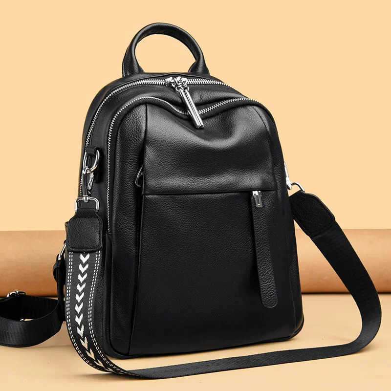 Style 2025 Backpack Cowhide Genuine Leather Women Backpacks New Fashion Female Student Korean Casual Designer Backpack H260922
