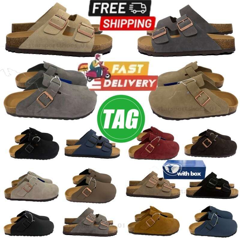 Free Shipping Slippers Unisex Clogs Taupe Suede Birkostyle Adjustable Buckle Outdoor Shoes Indoor designer Sandals Wine Red Leather Slippers Size 36