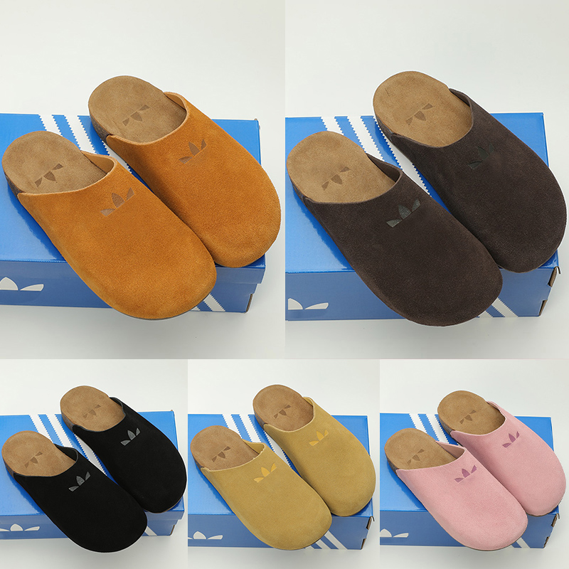 Designer clog Adimule Women Mens Slides Pink clogs Sandals Suede Footbed Upper Slippers Autumn Winter Cork Sole Leather Slide Favourite Beach Casual