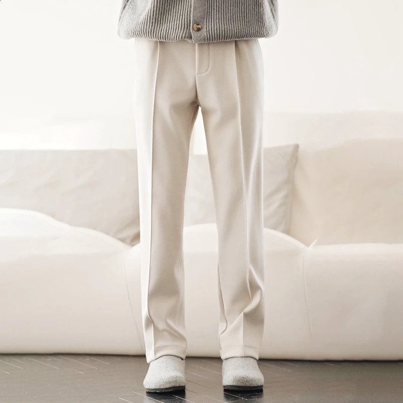 High Quality Men's Thick Wool Pants Autumn Winter Solid Color Merino Wool Knitted Soft Warm Drawstring Casual Trousers 260921
