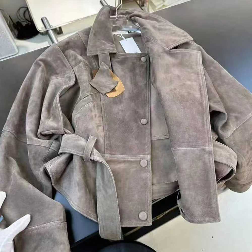Real Suede Lady Motorcycle Jacket Casual Spring Fall Fashion Women Coat Turn-down Collar Real Leather Jackat C260921