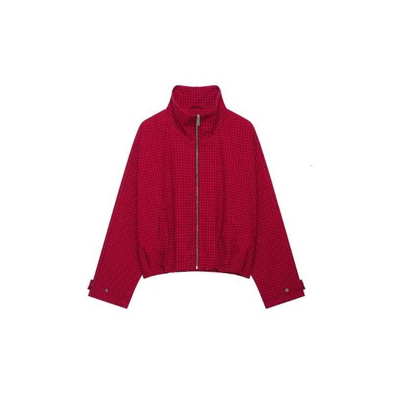 Women's Jackets Women's Classic Commuter-style Stand-collar Plaid Jacket Retro Loose-fit Bomber Perfect for 2026 Fall Street Style C260921