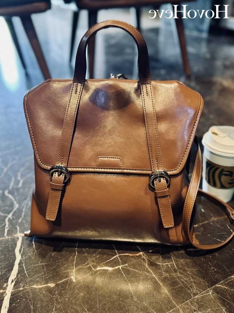 Genuine Backpack Women Style Vintage Leather Backpack Solid Color Cowhide Large Capacity Office Ladies Briefcase British Style Casual Backpacks H260