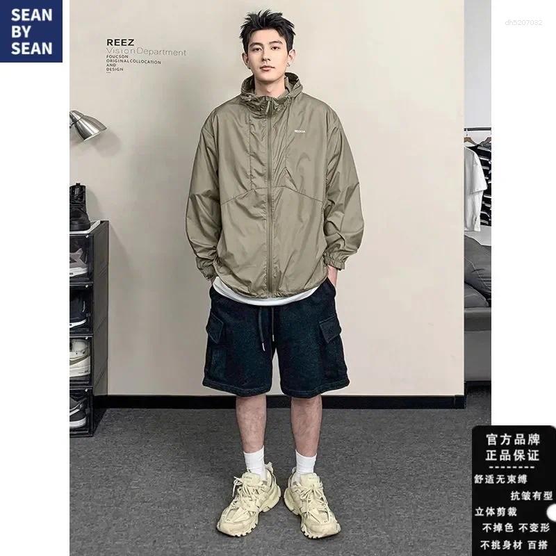 Men's UPF50 Hooded Sun Protection Jacket Summer Lightweight Breathable American Style Couple Windbreaker