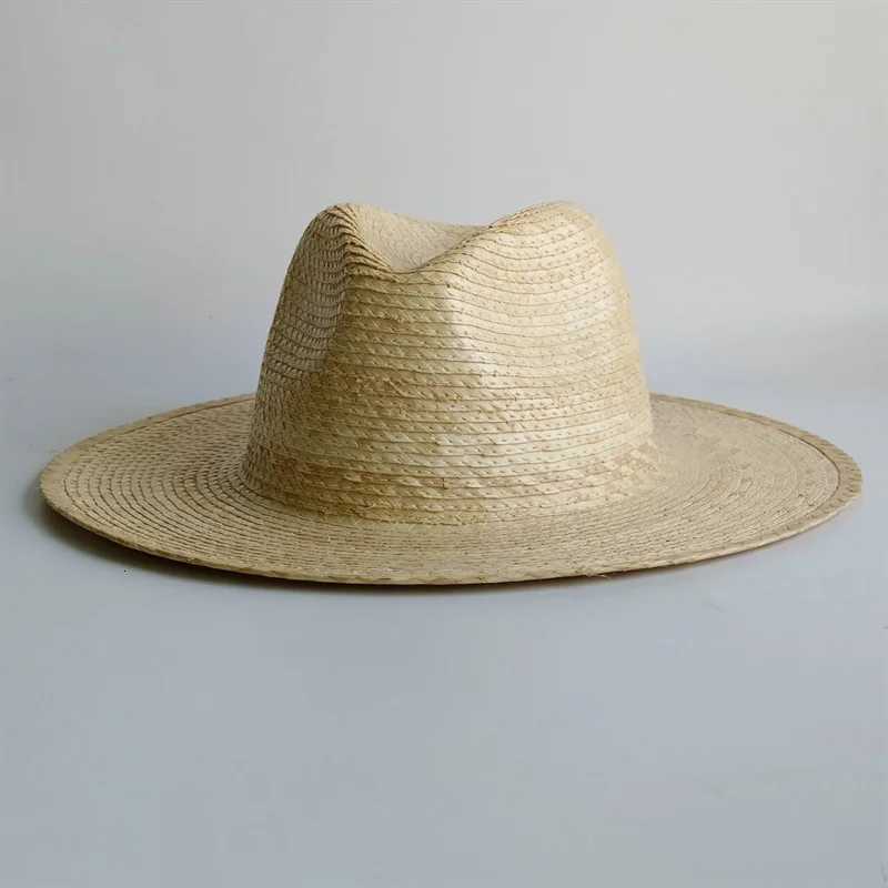 Hats Wide Bucket Brim Hats Classic natural palm leaf straw hat fedora jazz Hat Women Men Flat Top Sun hat Mexican Summer Beach Vacation sun hat N260