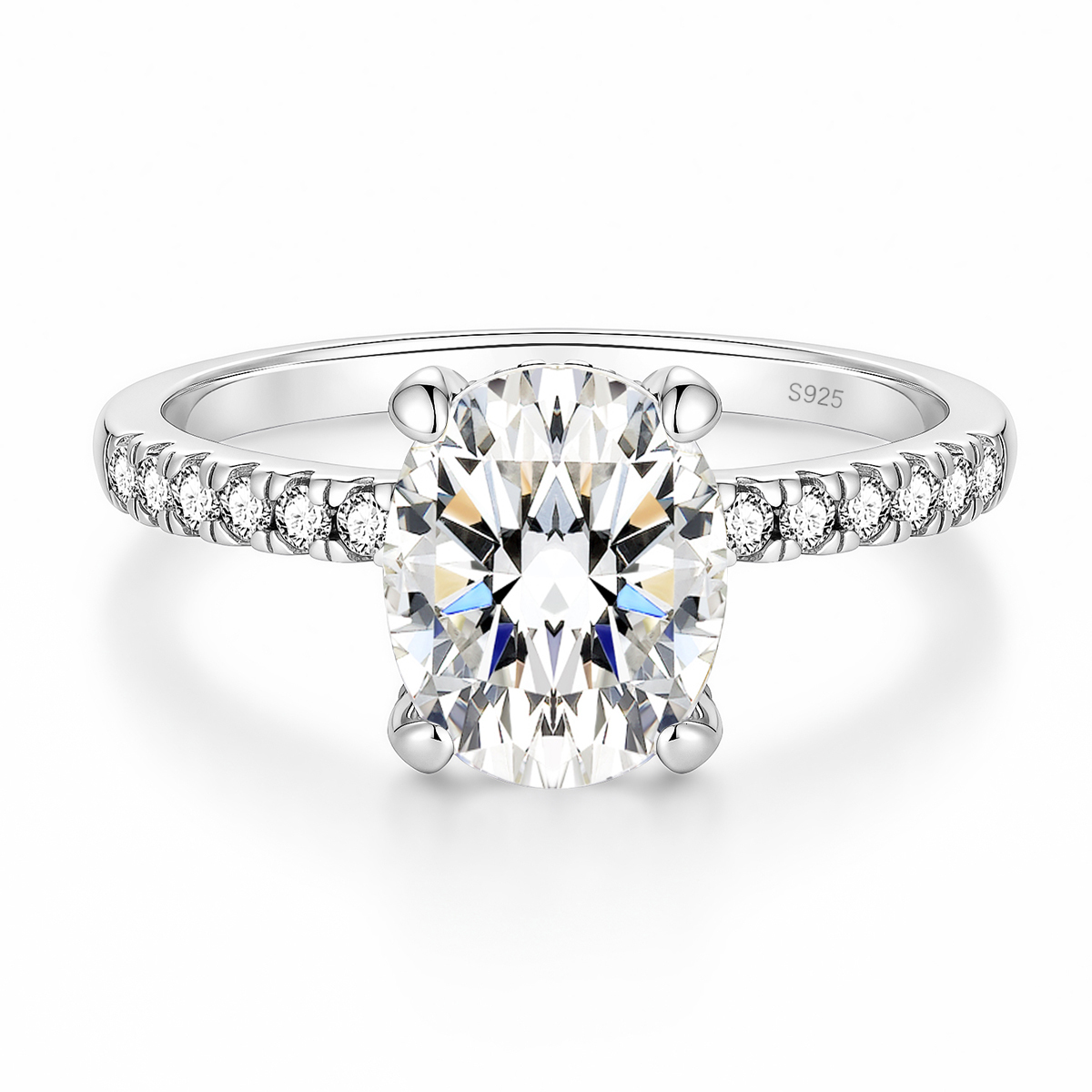 OAHLAN 3CT 925 Sterling Silver Rose Gold Plated Trendy Prong Set Oval Cut Cubic Zirconia Engagement Rings Promise Wedding Bands
