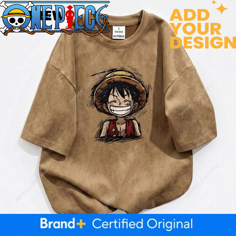 Aytrew American-Style Suede Short-Sleeve T-Shirt for Men and Women, Popular Summer Cartoon One Piece Trendy Brand ins Loose Top