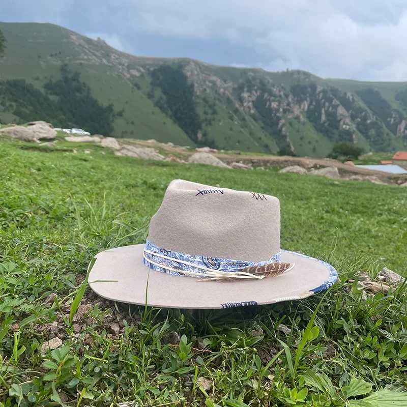 Hats Wide Brim Hats Bucket 100% Wool Western Fedora Hat - Braided Feather Trim Felted Jazz Cap for Men Women | Autumn Winter N260921