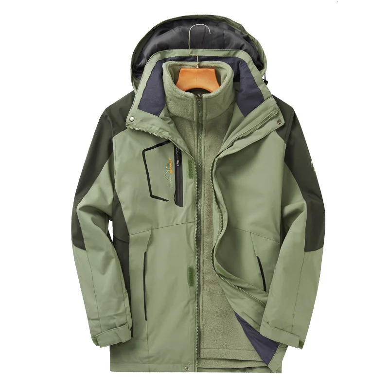 Autumn Winter 3in1 Men Mountaineering Jackets Windproof Waterproof Hooded Jacket Fleece Warm Outdoor Fishing Hiking Camping Coat 260922