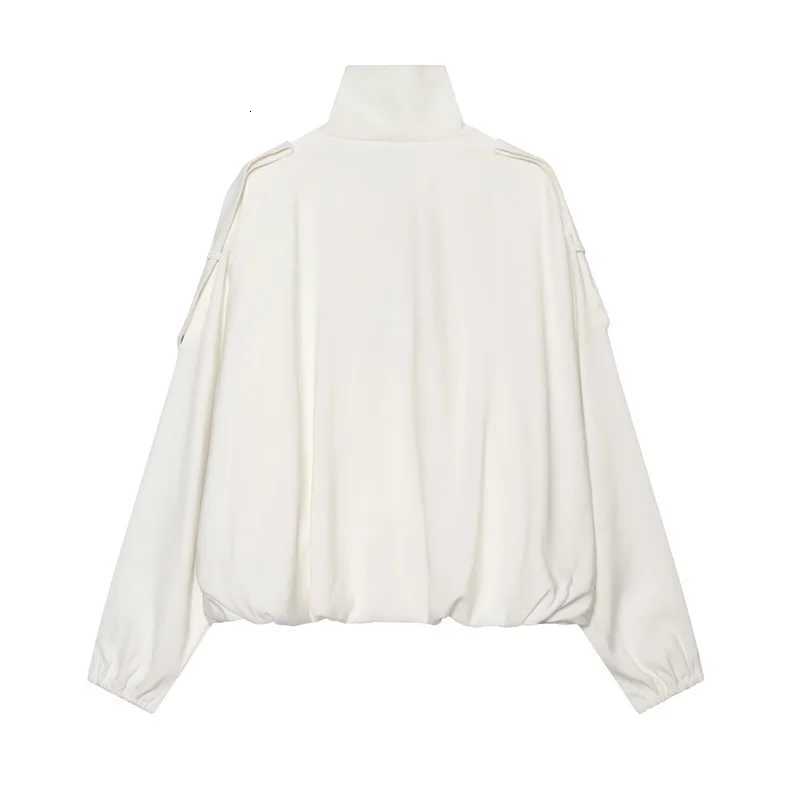 Women's Jackets Women's Coat 2026 Summer New White Long-Sleeve Stand Collar Loose Casual Jacket Parka Personalized Fashion C260921