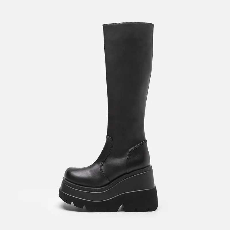 2024 Winter ladies Slope Heel Boots High top antislip shoe New fashion Thick Bottom boot Gothic style comfort casual women shoes Q260922