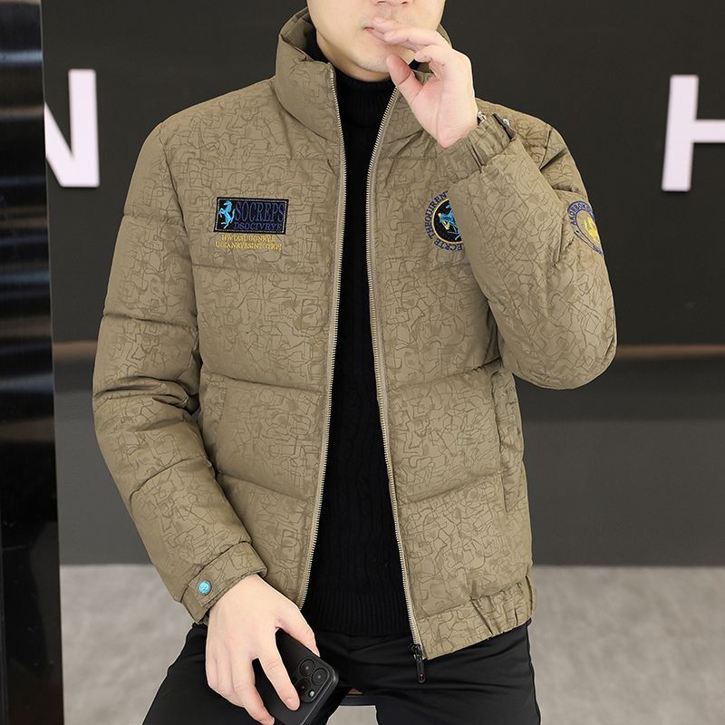 Embroidered Stand-Collar Cotton Jacket, New Winter Style, Thickened Warmth, Trendy And Fashionable For Young Men, Stylish Outerwear