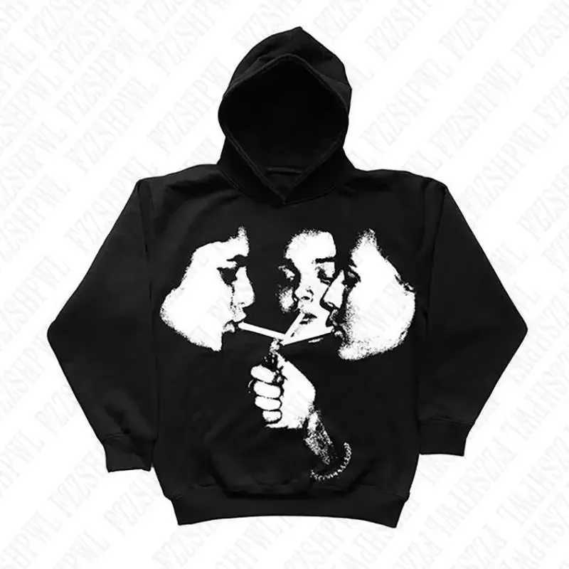 Men's Hoodies Sweatshirts 2025 hot trend 2000s men's fashion Harajuku Gothic pattern sports hoodie retro punk hip-hop casual streetwear J2