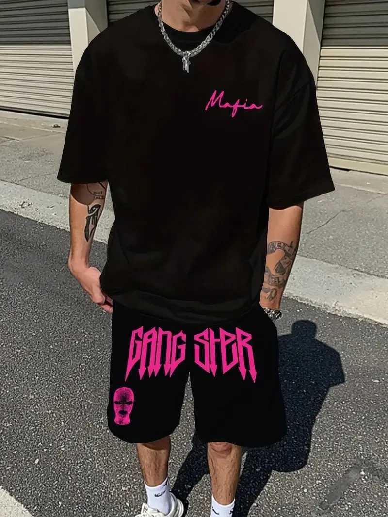 Tracksuits The 2025 Men's summer new men's set features street hip-hop casual fashionable comfortable and soft 3D letter pattern printing