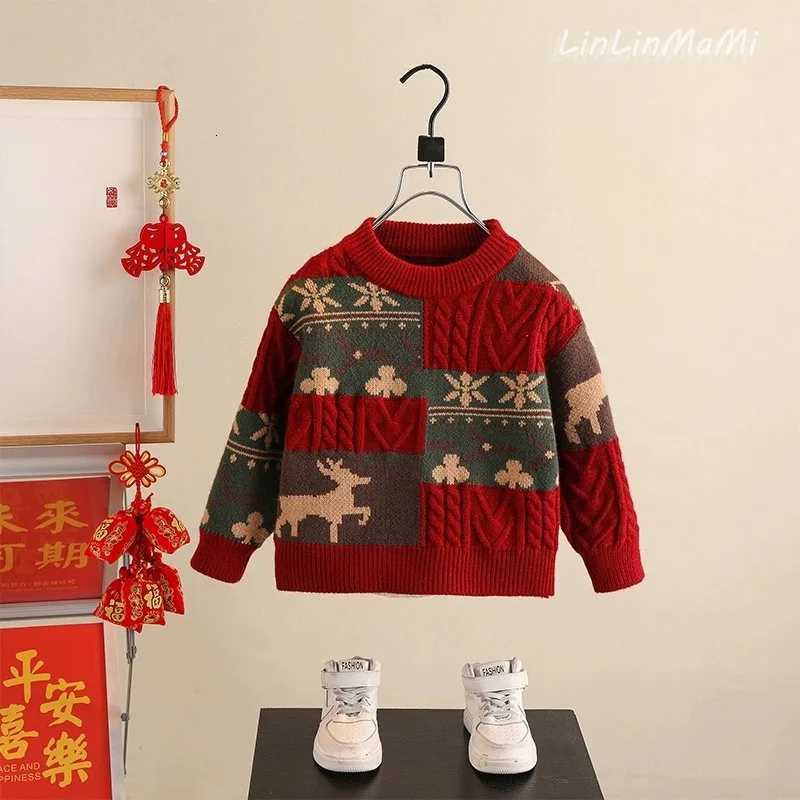Sweaters Boys Pullover Girls Toddler Red New Year Pullover Knitwear Spring Winter Children's Clothes C260921