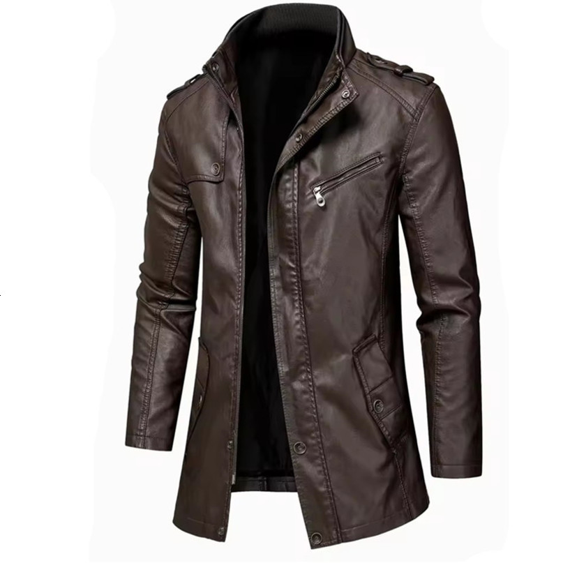 Coat Men Winter Casual England Style Vintage Leather Jacket Parkas Oumor Autumn Fashion Long Warm Pocket 260908