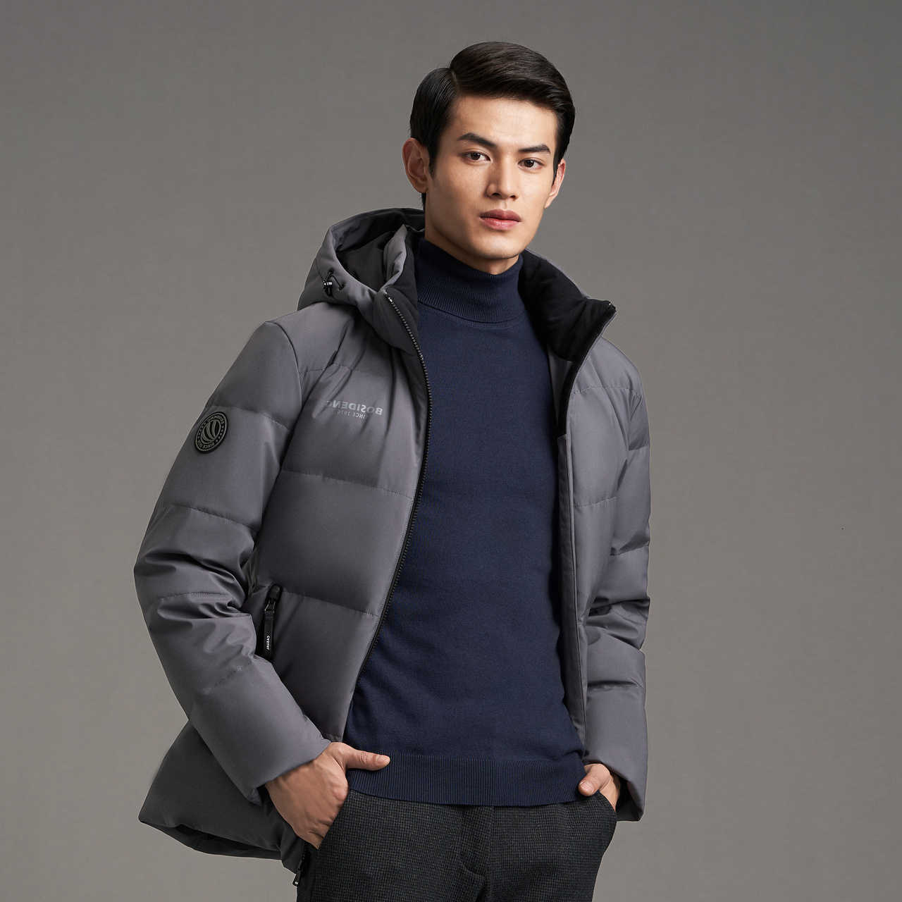 Uomo Bosideng Down Parka Piumino con cappuccio staccabile con polsini antivento e multitasche Cappotto invernale urbano Capispalla moda per Street S