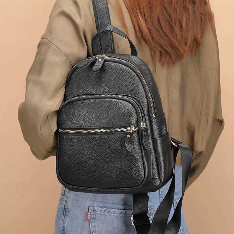 Bag Woman Travel Backpack Style BGenuine Leather Backpack Female School Bag Soft Cowskin Lady Bagpack Double Shoulder Travel Backpack H260922