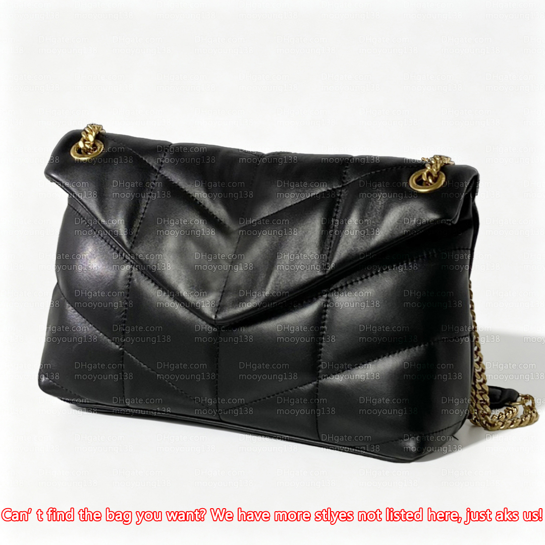 12A Premium Mirror Quality Designer Puffer Bags for Women 29cm Medium Handbag Lambskin Leather Quilted Purse Luxury Shoulder Chain Bag Black Crossbo