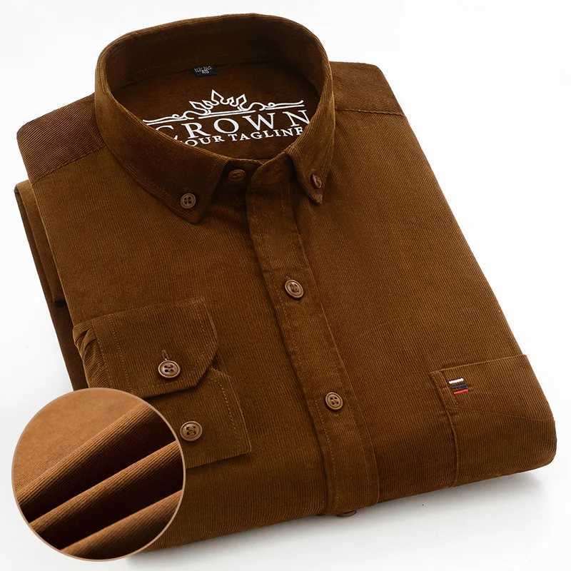 Size Men's Casual Shirts Plus 6XL 7XL Mens Corduroy Shirt Long Sleeve Basic Casual Solid Color Vintage Standard-fit Business Dress Shirts Soft